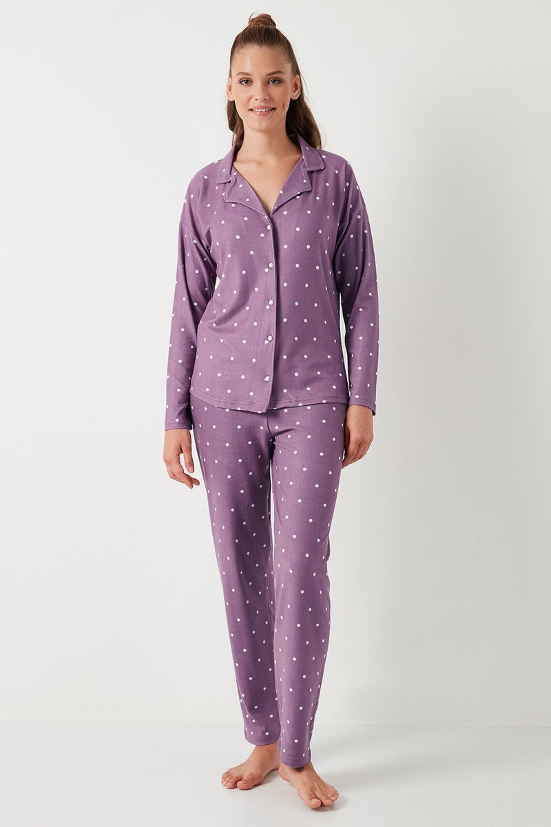 Lela Stretch Standard Fit Buttoned Pajama Set Women's Pajama Set 60956601  - Image 2