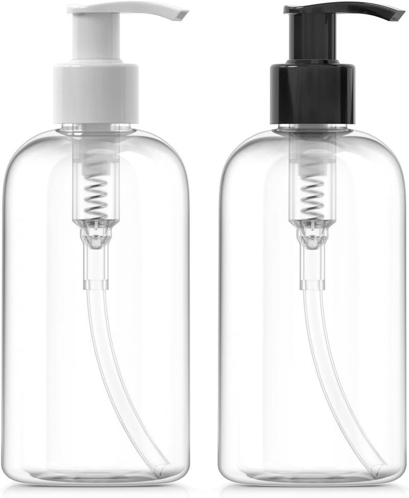 PHARCOS 2 PCS Refillable Shampoo and Conditioner Combo Bottles with Pump 10oz (300ml)- Clear Transparent Plastic Pump Bottles Dispenser Empty - BPA Free Leak Proof Hand soap Dispenser Set. - Image 1