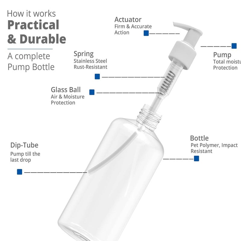 PHARCOS 2 PCS Refillable Shampoo and Conditioner Combo Bottles with Pump 10oz (300ml)- Clear Transparent Plastic Pump Bottles Dispenser Empty - BPA Free Leak Proof Hand soap Dispenser Set. - Image 5