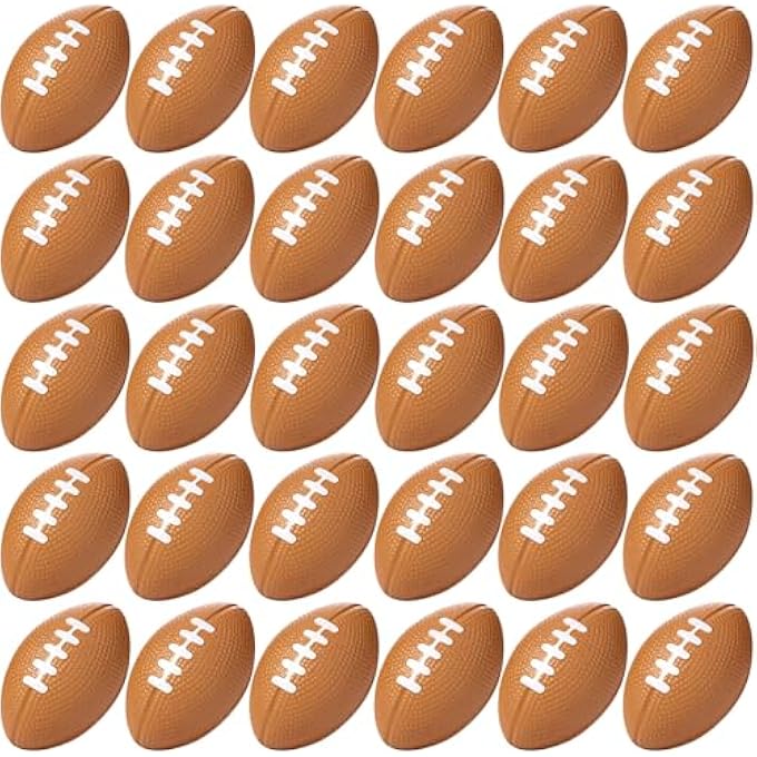 Blulu 30 Packs Mini Football Sports Stress Ball, Mini Foam Sports Ball, Foam Sports Ball for School Carnival Reward, Chrismas Party Bag Gift Fillers (Football, 30 Packs) - Image 1