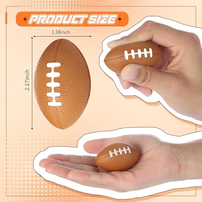 Blulu 30 Packs Mini Football Sports Stress Ball, Mini Foam Sports Ball, Foam Sports Ball for School Carnival Reward, Chrismas Party Bag Gift Fillers (Football, 30 Packs) - Image 2