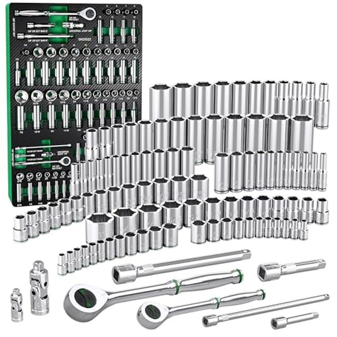 SK 1/4" & 3/8" Drive Socket Set With 160-P Ratchet, 105-Piece, Sae & Metric, Superkrome Finish, Premium Cr-V Construction, With Eva Foam Tool Organizer - Image 4