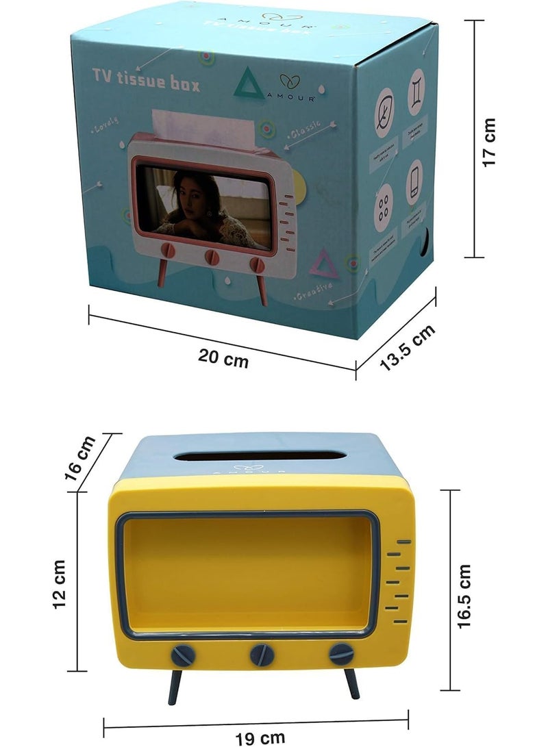 Plastic mobile phone holder with a tissue box in the shape of a classic TV - innovative design, versatile for decoration and practical use - Image 3