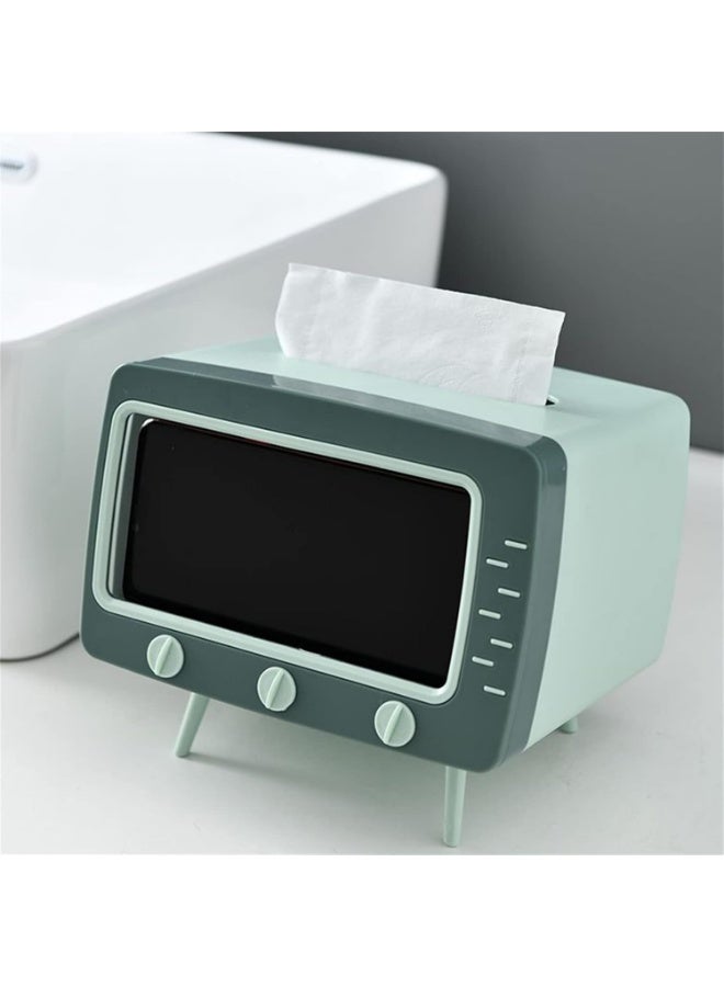 Plastic mobile phone holder with a tissue box in the shape of a classic TV - innovative design, versatile for decoration and practical use - Image 4