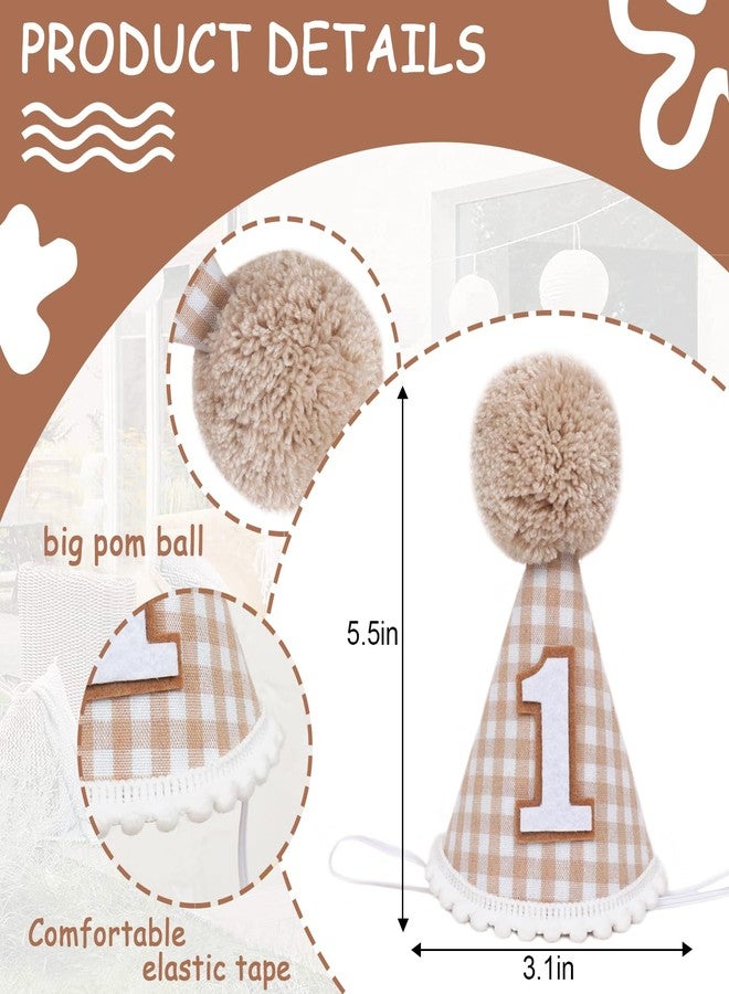 Agkvw Hat - Boho 1st Birthday Hat, Neutral 1st Birthday Decoration, Cake Smash Props, for Boys and Girls, Brown, Felt Cloth - Image 3