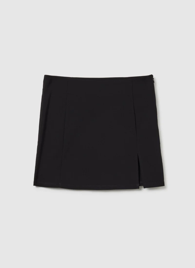 Ovs BLACK VISCOSE BLEND SKIRT REGULAR FIT