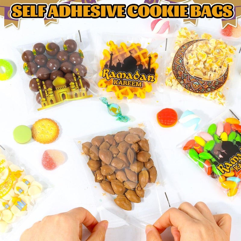 ZYLOP Ramadan Gift Bags â€“ 100 PCS Ramadan Goodie Bags, Eid Mubarak Cellophane Treat Bags for Kids, Self Adhesive Clear Candy Bags for Eid Party Favors - Image 3
