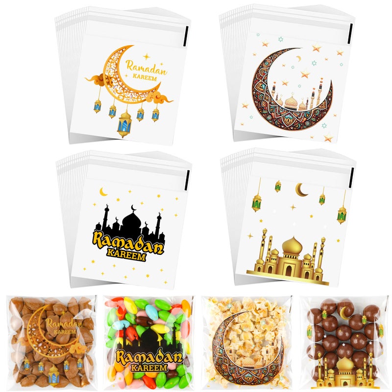 ZYLOP Ramadan Gift Bags â€“ 100 PCS Ramadan Goodie Bags, Eid Mubarak Cellophane Treat Bags for Kids, Self Adhesive Clear Candy Bags for Eid Party Favors - Image 1