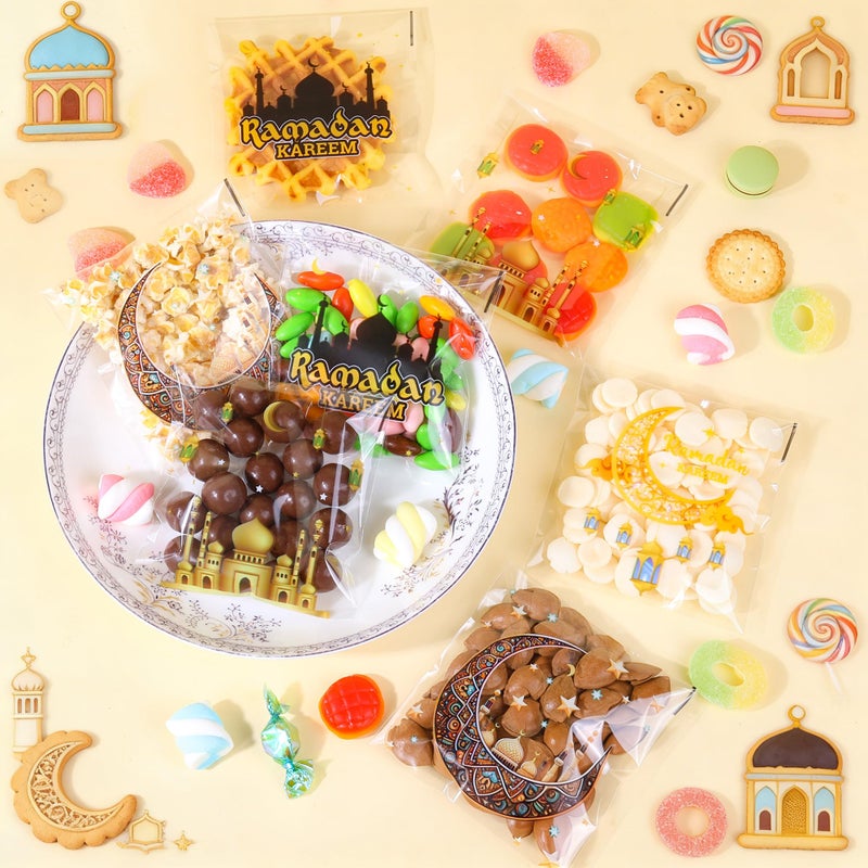 ZYLOP Ramadan Gift Bags â€“ 100 PCS Ramadan Goodie Bags, Eid Mubarak Cellophane Treat Bags for Kids, Self Adhesive Clear Candy Bags for Eid Party Favors - Image 4