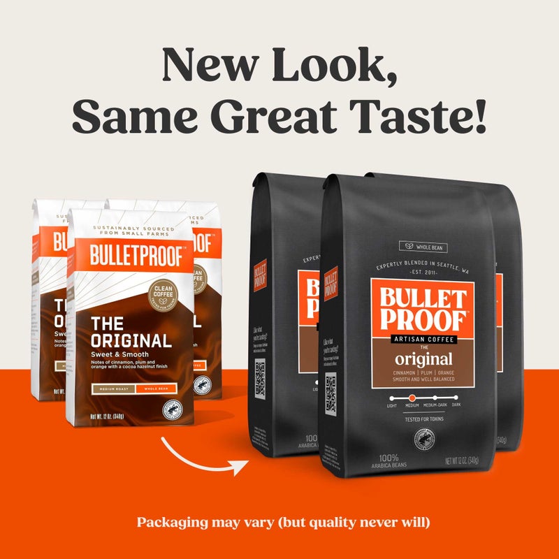Bulletproof Original Medium Roast Whole Bean Coffee, 12 Ounces (Pack of 3), Clean Coffee Tested for Toxins, Packaging May Vary - Image 2