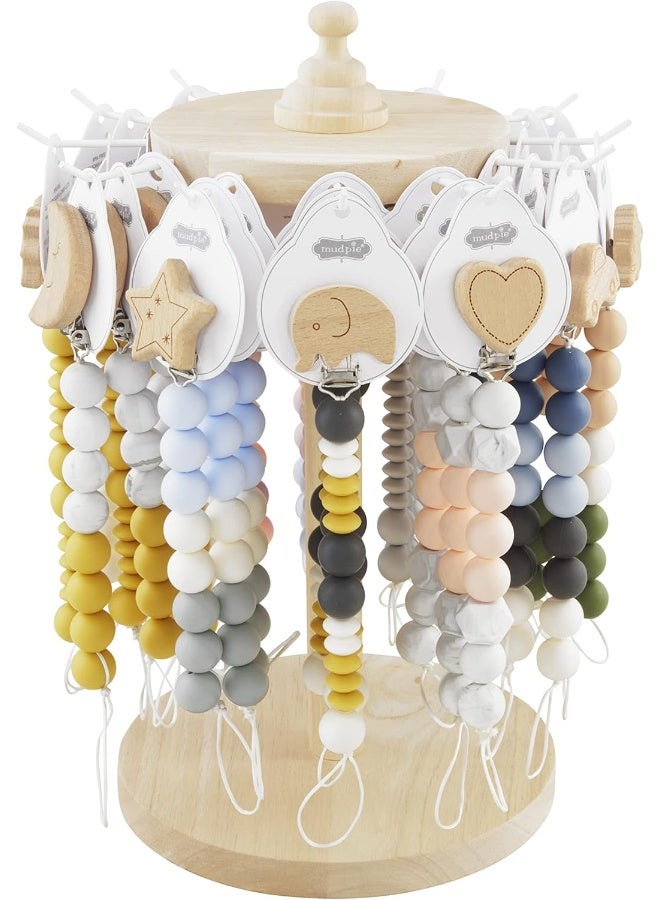 Mud Pie Heart Wood & Silicone Baby Pacifier Clip - Image 3