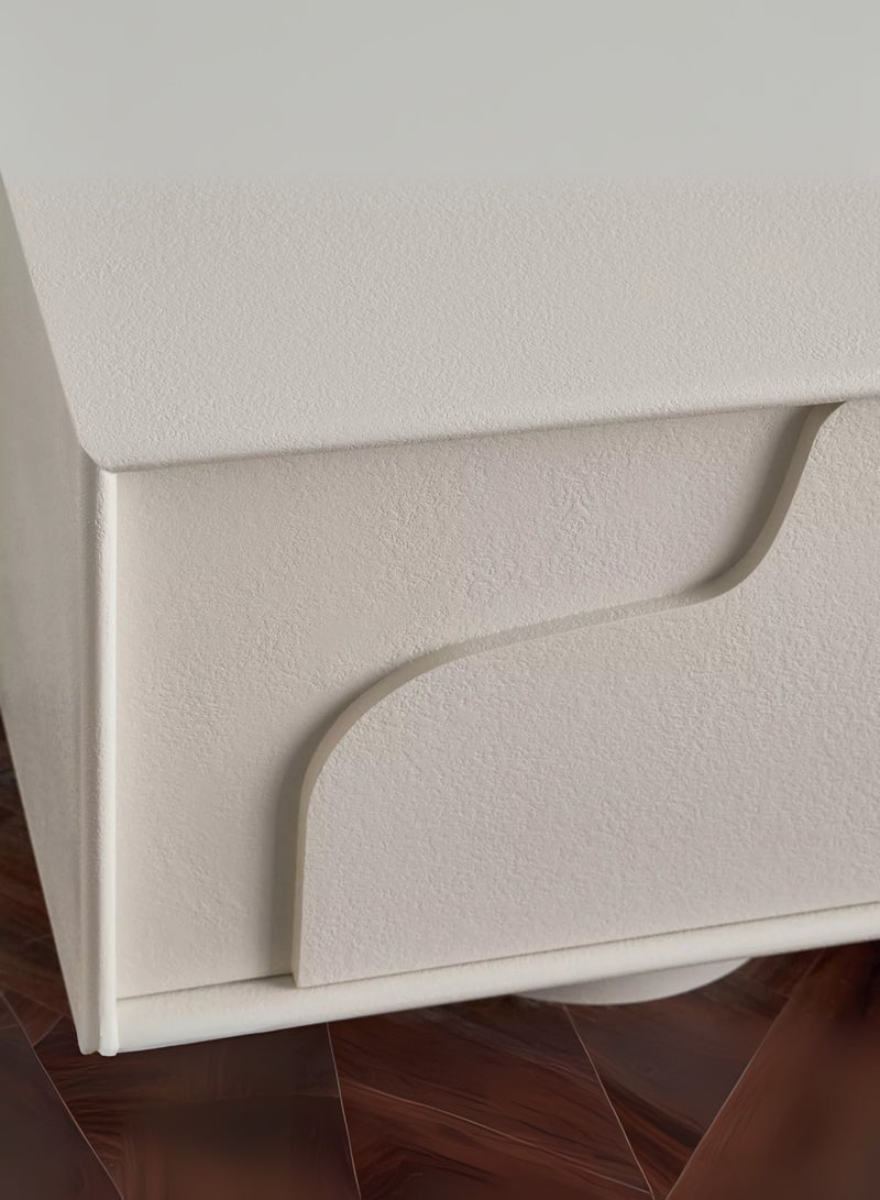 Kustomdeco Lumen Modern White TV Unit Stand for Living Room – Premium Wooden Entertainment Console with Artistic 3D Cabinet Doors, Minimalist Media Cabinet for Flat Screen TVs up to 75 Inch - Image 4