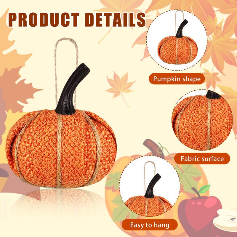 Kajaia Fall Pumpkin Hanging Ornament Mini Burlap Fabric Thanksgiving Pumpkin Hanging Tree Ornaments for Fall Thanksgiving Halloween Christmas Party Tree Mantel Wall Home Decor Crafts(Bright Color 12 Pcs) - Image 4
