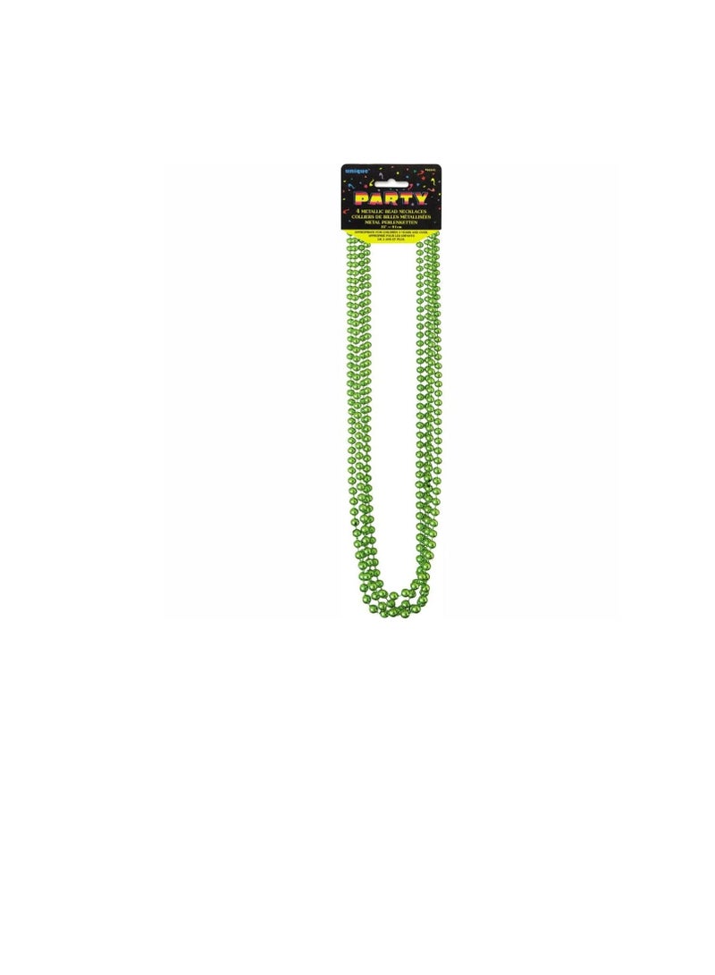 Unique Lime Green Metallic Bead Necklaces 32in 4ct - Image 1