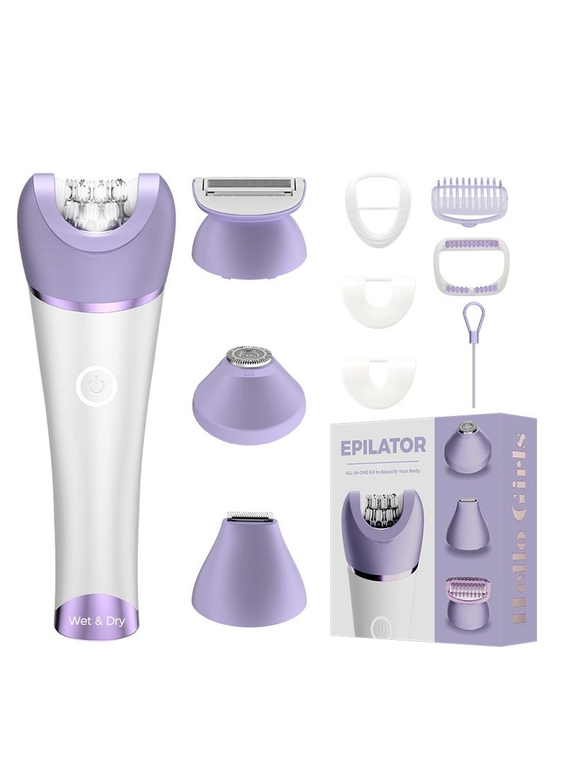 AirYoung 4 in 1 Wet Dry Epilator for Women Hair Removal, Cordless Electric Shaver, Trimmer, Facial, Body, Arm, Leg Hair Remover, USB Rechargeable, Waterproof, Shave, Exfoliate, Smooth, Buff, Massage - Image 1