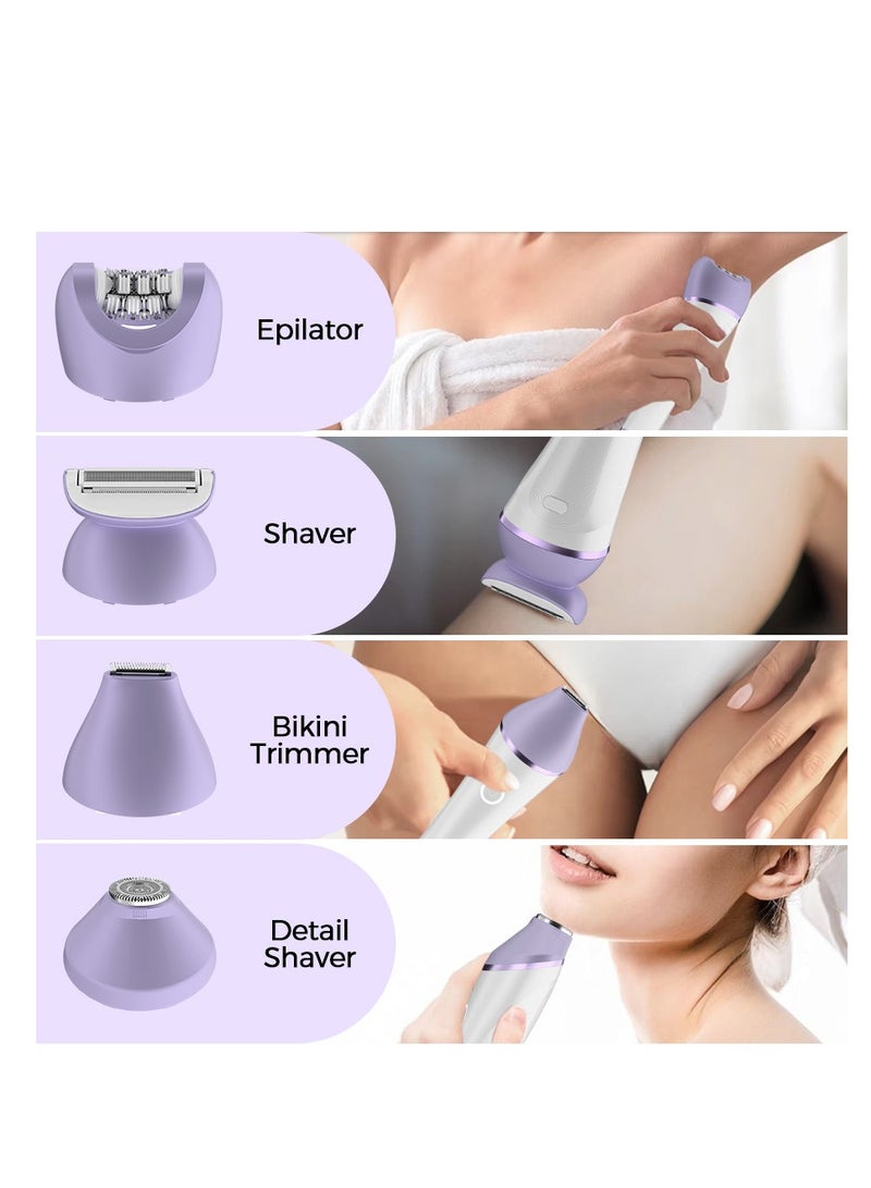 AirYoung 4 in 1 Wet Dry Epilator for Women Hair Removal, Cordless Electric Shaver, Trimmer, Facial, Body, Arm, Leg Hair Remover, USB Rechargeable, Waterproof, Shave, Exfoliate, Smooth, Buff, Massage - Image 2