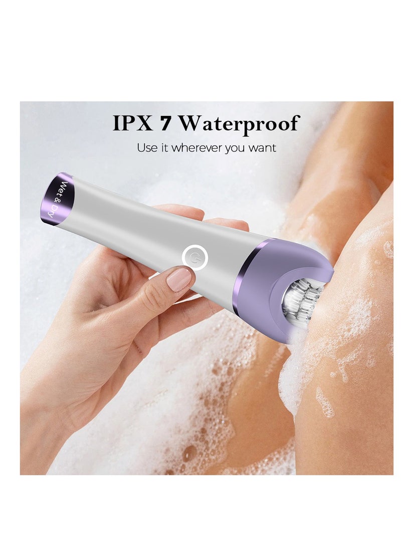 AirYoung 4 in 1 Wet Dry Epilator for Women Hair Removal, Cordless Electric Shaver, Trimmer, Facial, Body, Arm, Leg Hair Remover, USB Rechargeable, Waterproof, Shave, Exfoliate, Smooth, Buff, Massage - Image 3