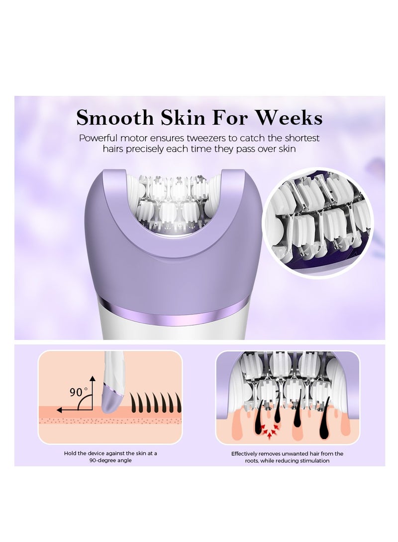 AirYoung 4 in 1 Wet Dry Epilator for Women Hair Removal, Cordless Electric Shaver, Trimmer, Facial, Body, Arm, Leg Hair Remover, USB Rechargeable, Waterproof, Shave, Exfoliate, Smooth, Buff, Massage - Image 4