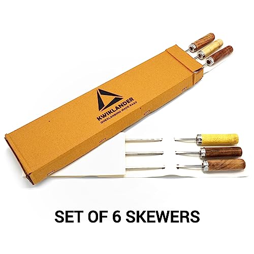 KWIKLANDER® 15 Inch Stainless Steel Portable Barbeque Skewers with Wooden Handle -(Set of 6) BBQ Grill Stick for Kitchen Cooking Tools - Image 4