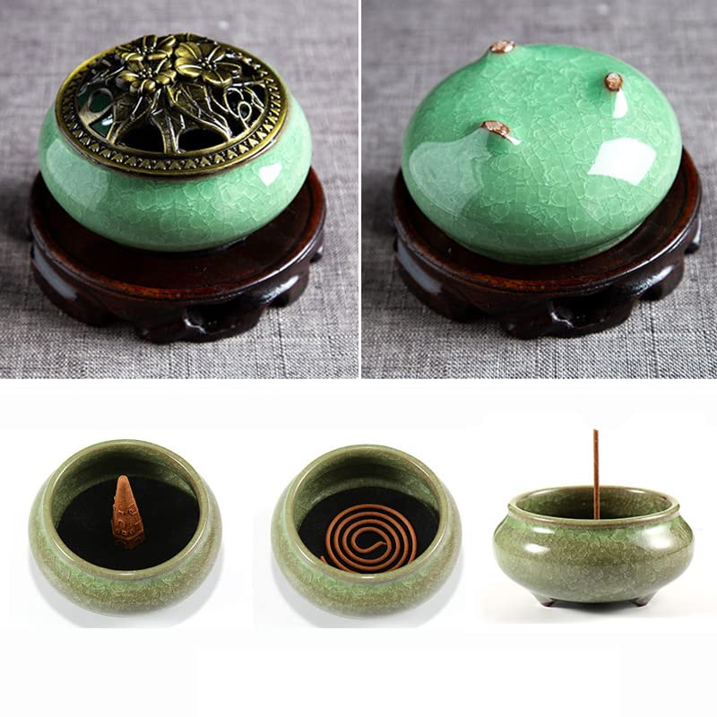 RchNow Ceramic Incense Burner, Coil Cone Stick Incense Burner Holder, Home Ornaments Incense Seat, Disc Censer Zen Decor (Fambe Red) - Image 4