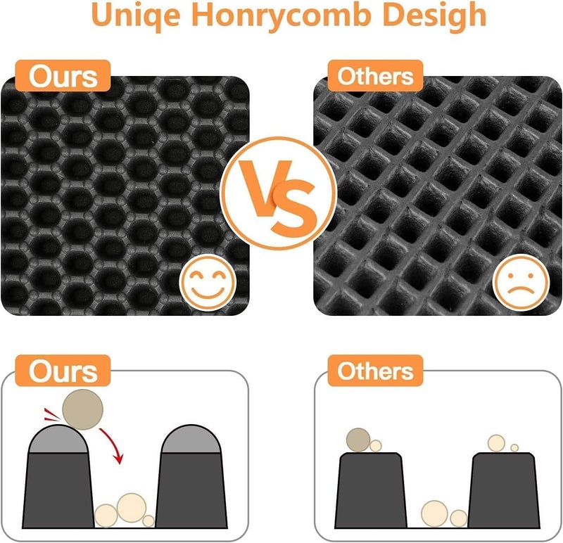 Polarduck Cat Litter Mat Litter Box Mat, EVA Honeycomb Double Layer Design, Urine & Waterproof, Scatter Control Kitty Litter Mat, Less Waste, Easier To Clean,Washable (Black, 60 x 40cm) - Image 3