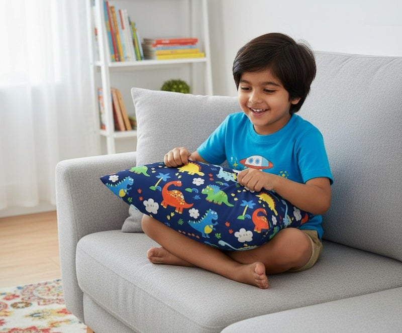Filymore Dinosaur Cartoon Printed Pillow Covers for Kids Room | Made with Pure Microfiber Soft & Skin Friendly Pillow Cases | Size (17 x 27 inch, Multi) Set of 2 Covers. (Blue) - Image 3