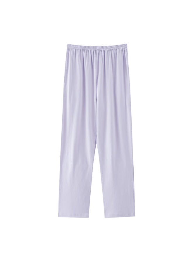 Women'S 100% Cotton Spring And Summer Thin Loose-Fit Long Pants Pajama Bottoms Light Purple 2Xl