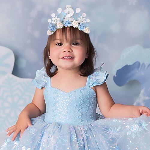 Jissoo Snowflake Ice Queen Crown - 2nd Birthday Tiara, Snow Queen Tiara Alice Band Headband, Party Props, Girl Gifts (Frozen-2), Small - Image 4