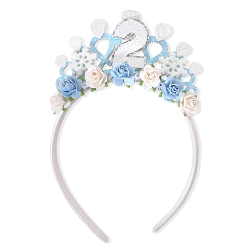 Jissoo Snowflake Ice Queen Crown - 2nd Birthday Tiara, Snow Queen Tiara Alice Band Headband, Party Props, Girl Gifts (Frozen-2), Small - Image 1