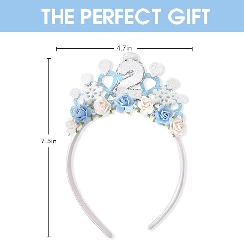 Jissoo Snowflake Ice Queen Crown - 2nd Birthday Tiara, Snow Queen Tiara Alice Band Headband, Party Props, Girl Gifts (Frozen-2), Small - Image 2