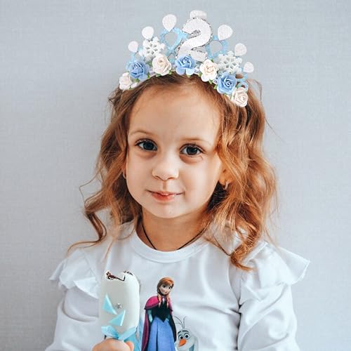 Jissoo Snowflake Ice Queen Crown - 2nd Birthday Tiara, Snow Queen Tiara Alice Band Headband, Party Props, Girl Gifts (Frozen-2), Small - Image 3