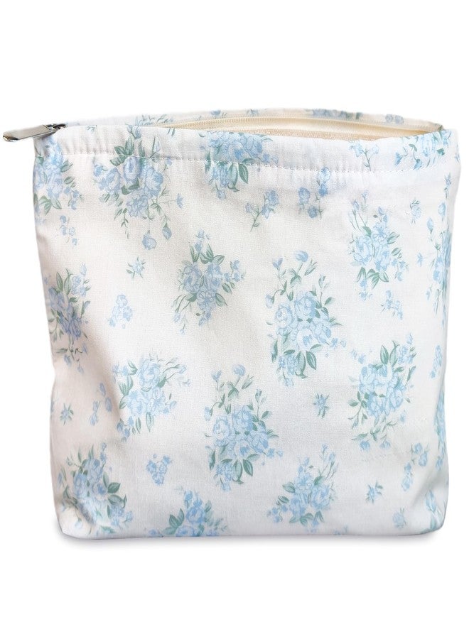 STARDW Aesthetic Floral Makeup Bag Cosmetic Bags for Women, Cute Small Makeup Bag for Purse,Travel Toiletry Bag Skincare Bag,Makeup Bag Organizer Zipper Makeup Pouch - Image 1