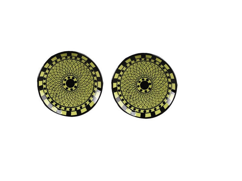 Caffeine Ceramic Handmade Stoneware Green Flora Pattern Quarter Plate 7”(Set of 2 Dishwasher & Microwave Safe) - Image 2