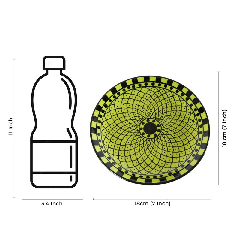Caffeine Ceramic Handmade Stoneware Green Flora Pattern Quarter Plate 7”(Set of 2 Dishwasher & Microwave Safe) - Image 3