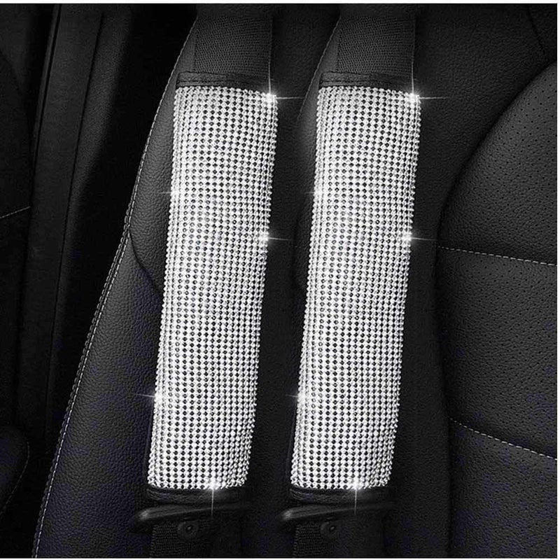 2Pcs, Crystal Diamond Seat Belt Shoulder Pads, Bling Bling Car Safety Belt Covers, Sparkly Auto Car Decoration Accessories for Women or Girls