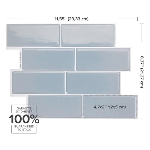SMART TILES Peel and Stick Backsplash - 5 Sheets of 11.56" x 8.38" - 3D Adhesive Peel and Stick Tile Backsplash for Kitchen, Bathroom, Wall Tile - Image 4