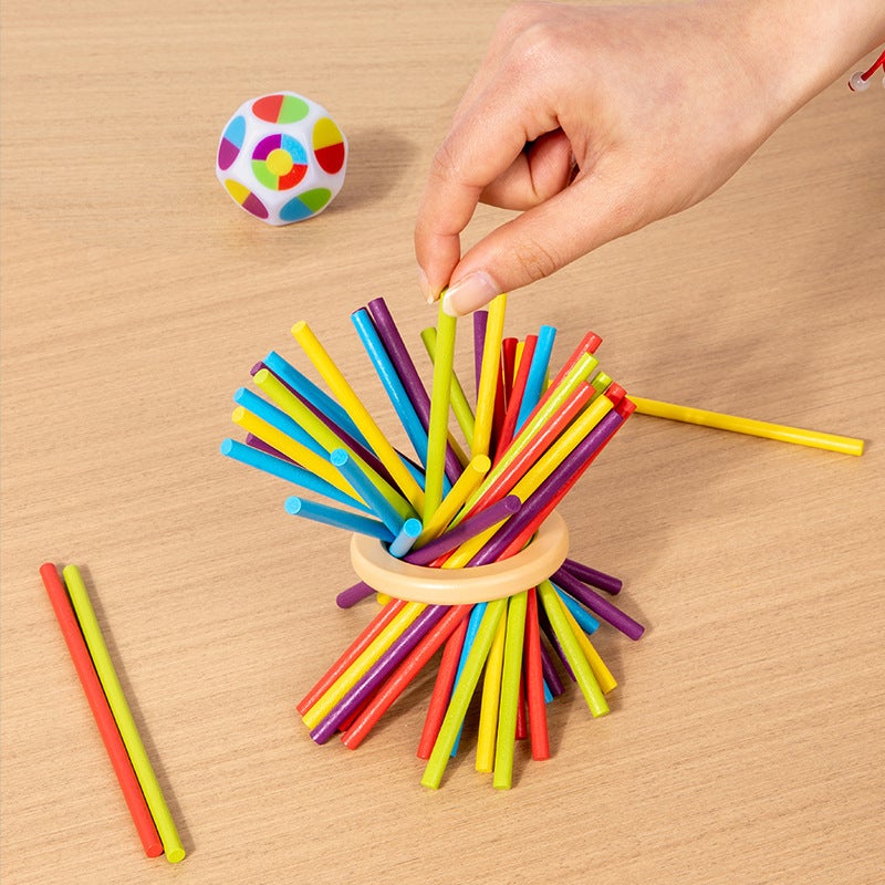 Children's Educational Leaning Tower of Pisa Wooden Board Game 3-in-1 Colorful Stick Pulling Toy - Image 4