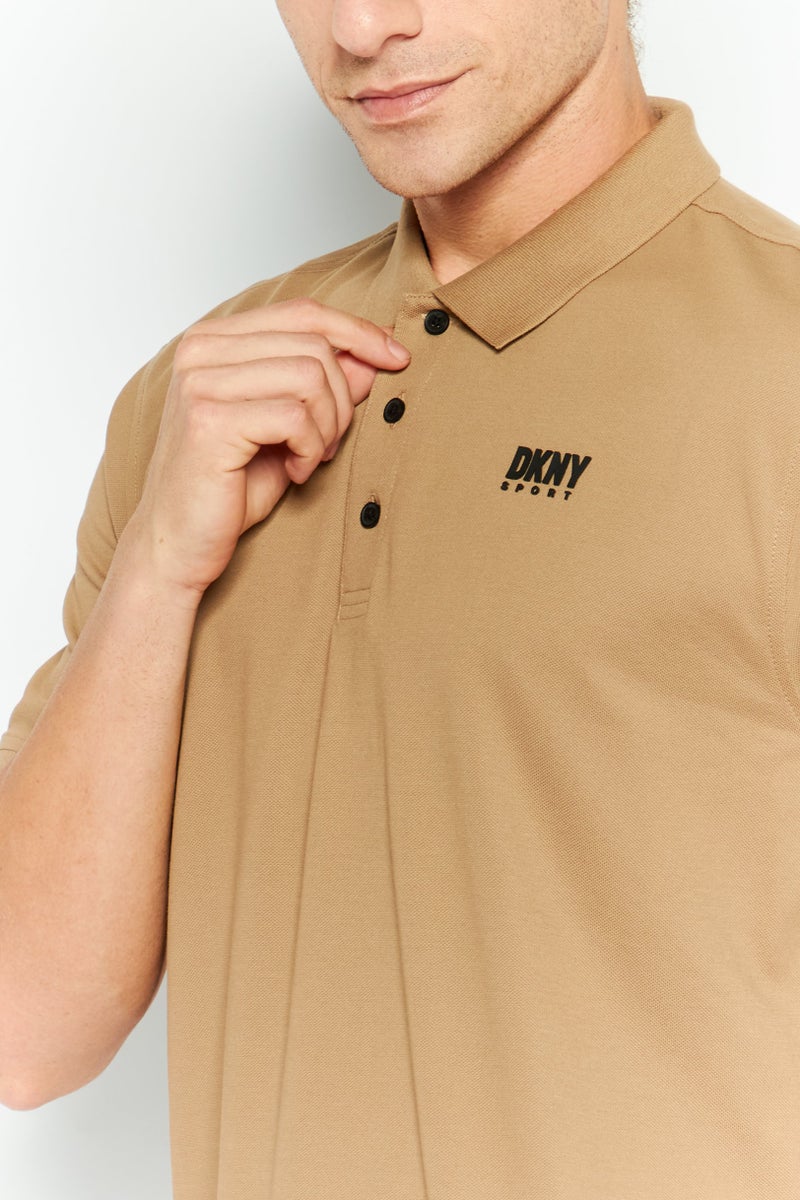 DKNY Sport Men Sportswear Fit Short Sleeve Outdoor Polo Shirt, Brown  - Image 3