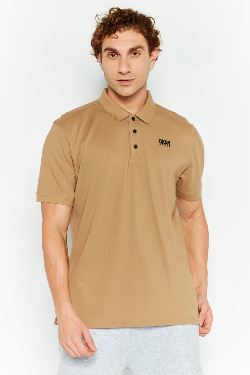 DKNY Sport Men Sportswear Fit Short Sleeve Outdoor Polo Shirt, Brown  - Image 1