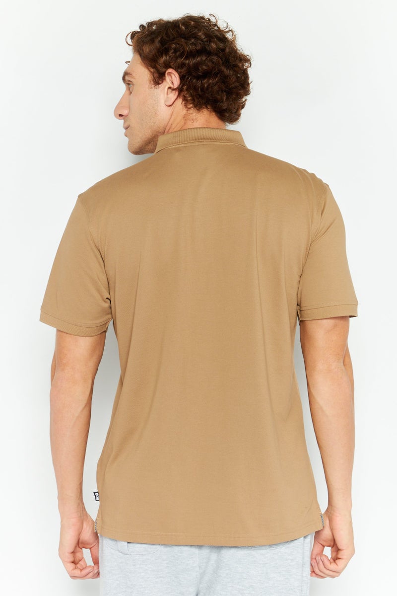 DKNY Sport Men Sportswear Fit Short Sleeve Outdoor Polo Shirt, Brown  - Image 4