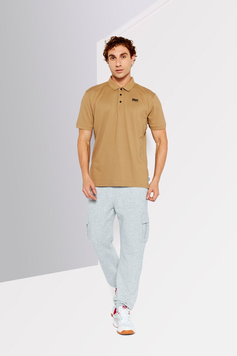 DKNY Sport Men Sportswear Fit Short Sleeve Outdoor Polo Shirt, Brown  - Image 2