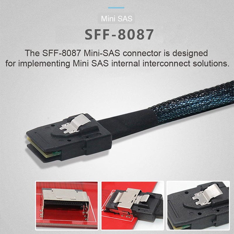 Chenyang 80cm Ultra Slim Flat Left Angled 90 Degree Mini SAS 36pin SFF-8087 to 8087 Data Raid Cable - Image 2