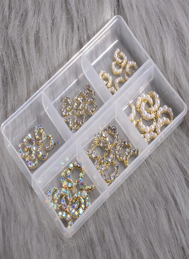 WEILUSI Gold Moon Nail Charms Kit 3D Alloy Nail Art Rhinestones Mixed Sparkle AB Crystal Rhinestones Pearl Nail Charm Jewelry Moon Nail Studs Manicure Accessories for Women Nails Decoration DIY Craft - Image 5