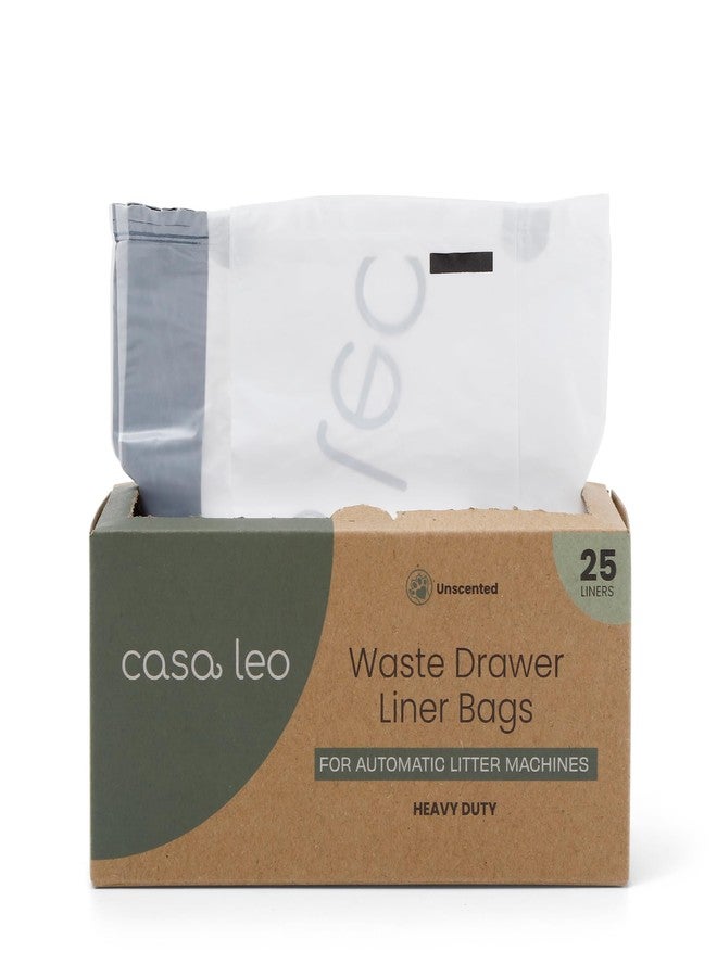 Smarty Pear Casa Leo | Leo’s Loo Too Waste Drawer Liners, 25 Count Heavy Duty 2 Mil Cat Litter Box Bags with Drawstring, Unscented Replacement Refill Bags for Automatic Self Cleaning Litter Boxes - Image 1
