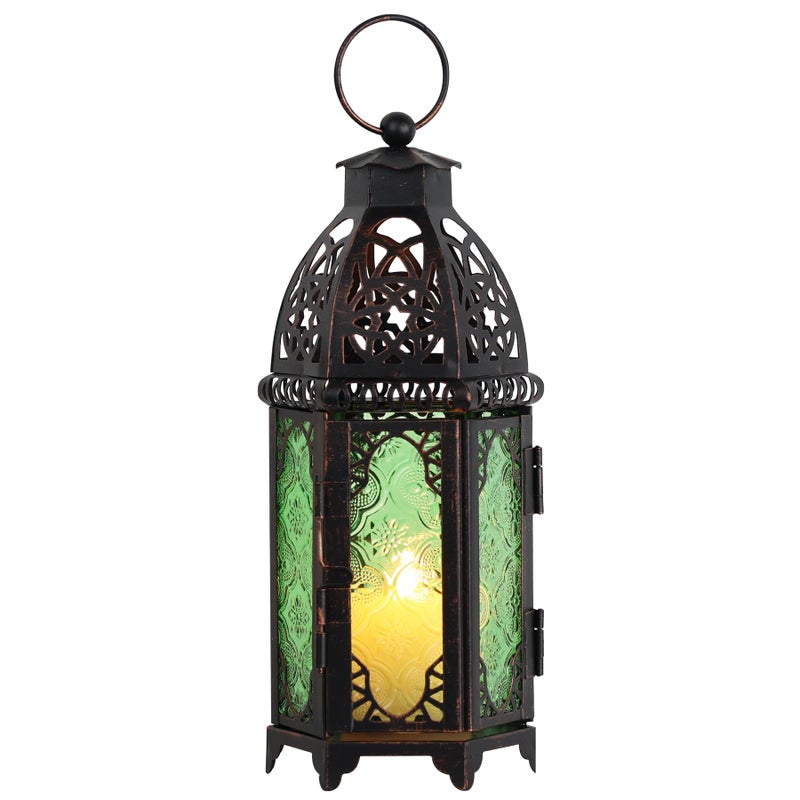 DECORKEY Christmas Decorations for Home 11 Medium Size Vintage Metal HangingTabletop Candle Holder Decor Halloween Ramadan Decorations for Indoor Outdoor Porch Patio Green