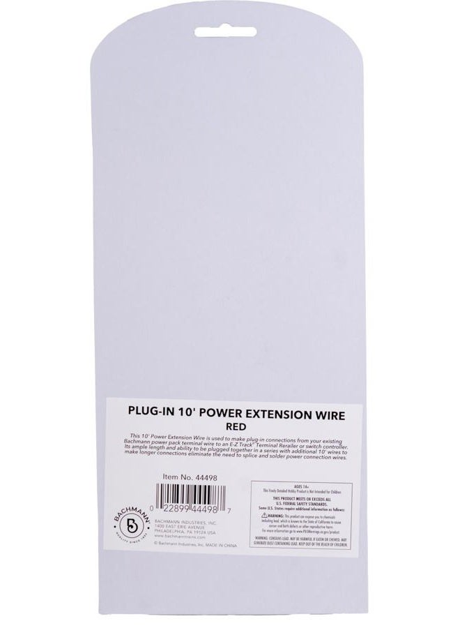 Bachmann Trains - E-Z TRACK - 10' POWER EXTENSION WIRE - RED (1/card) - Image 5