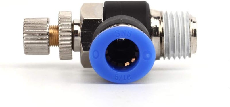 Sns 1/4"Tube OD x 3/8 NPT 90 Degree Elbow Air Flow Control Valve Push To Connect Fitting Speed control valve(10 PCS) JSC1/4-N03 - Image 3