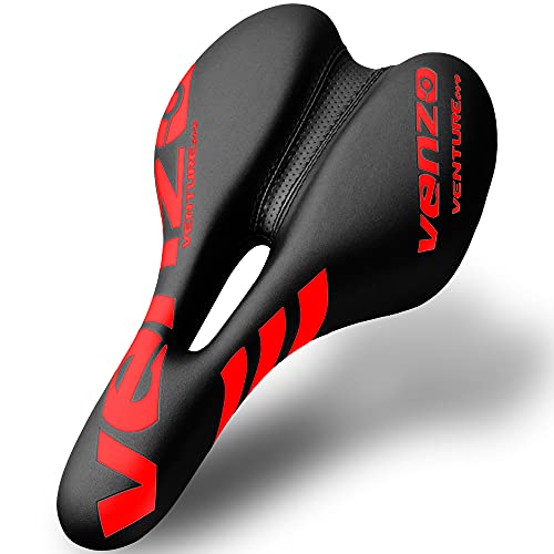 Venzo Comfortable Bike Bicycle Saddle Seat - for MTB, Road, Exercise, Trekking, Folding, Hybrid & Cruiser Bikes - XC Saddle Seat - Red - Image 1