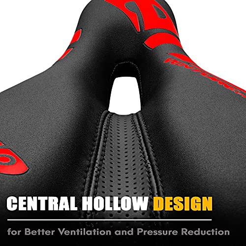 Venzo Comfortable Bike Bicycle Saddle Seat - for MTB, Road, Exercise, Trekking, Folding, Hybrid & Cruiser Bikes - XC Saddle Seat - Red - Image 3