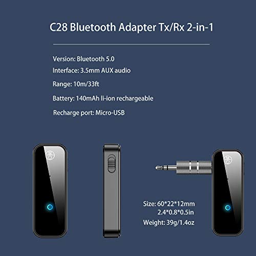 GMCELL Bluetooth Transmitter Receiver Wireless Adapter: 3.5mm Aux Jack Stereo Audio Input Output - for TV Car Headphone Speakers iPhone PC - Image 4